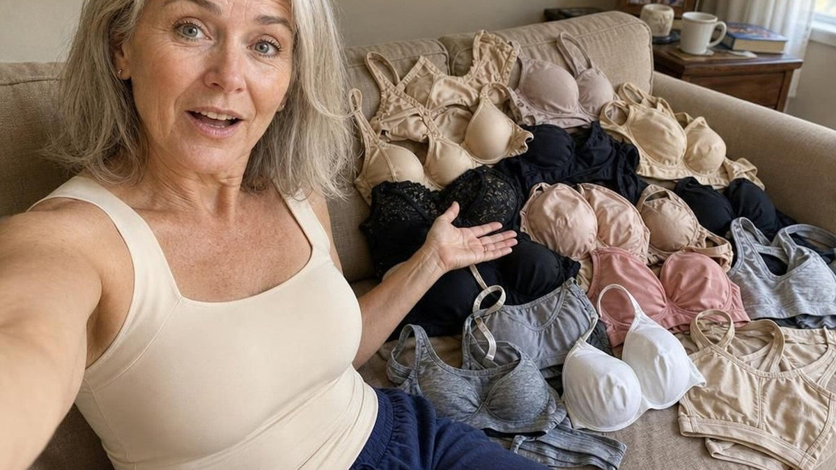 A reader with the pile of bras she no longer wears